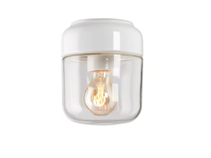 OHM 140 - Clear glass and porcelain wall lamp / ceiling lamp _ Ifö Electric